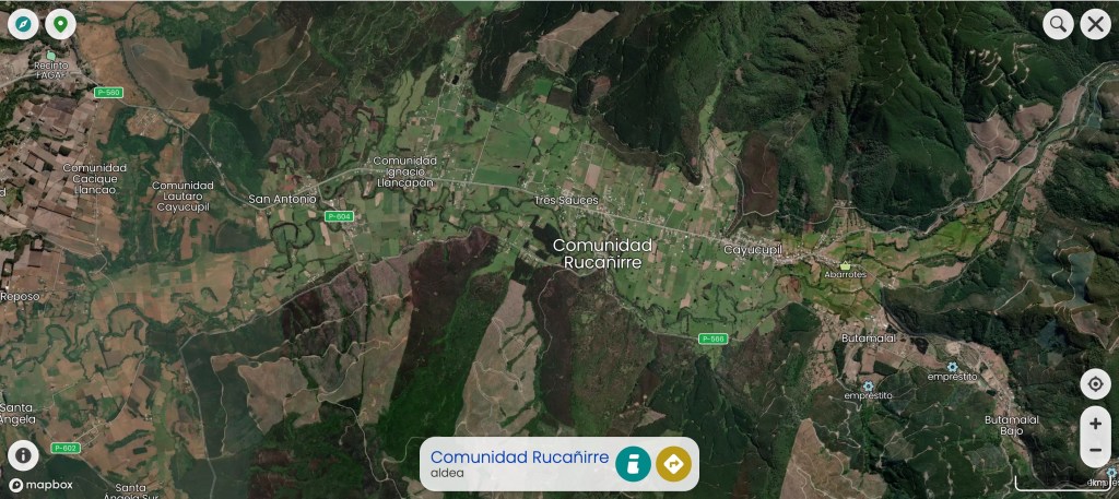 Mapa de la comunidad Rucañirre ubicado en la comuna de Cañete.